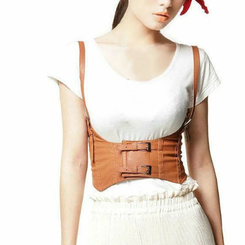 

Magic Sticker Chest Waistcoat Steampunk Adult Suspenders Buckle Women Belt PU Vintage Harness Wide Cincher Elastic Corset Vest