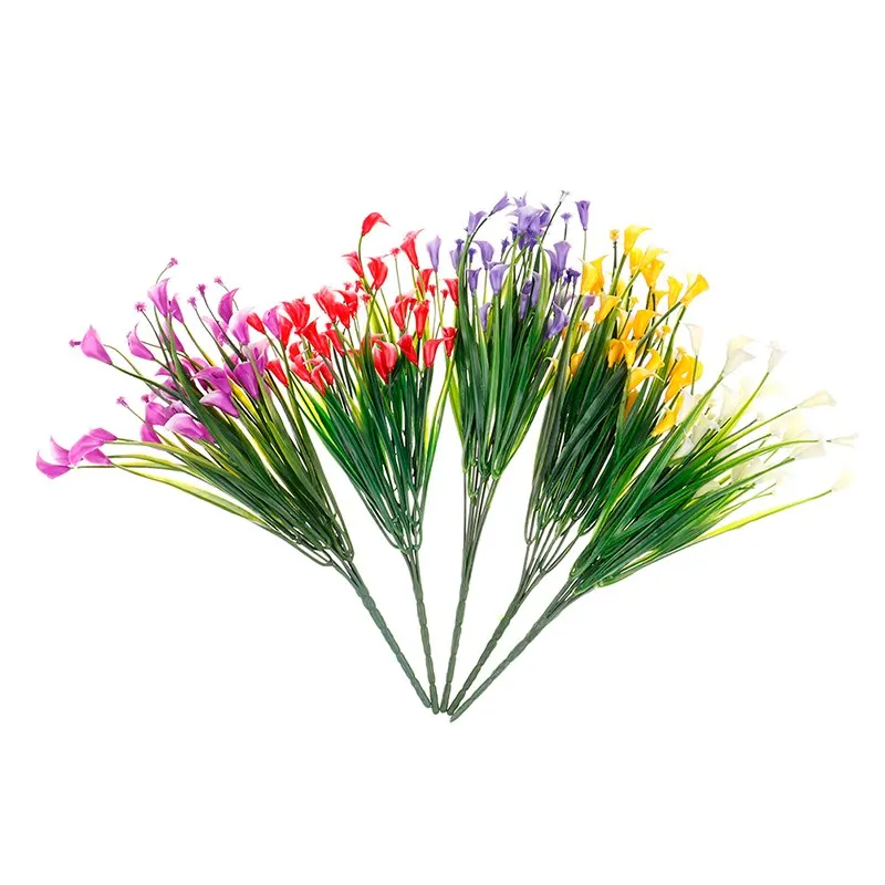 

Artificial Plastic Calla Fake Leaf Flowers Plant Bouquet Beautiful Artificial Calla With Leaf Aquatic Plants Home Decor