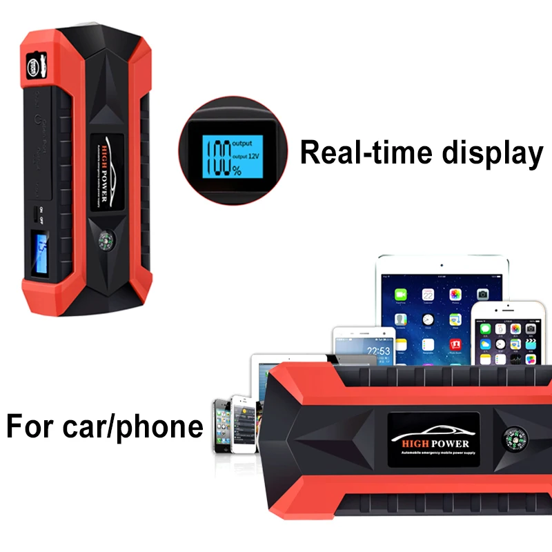 Jump Starter 20000mAh 12V Car Battery Power Bank Start Device LED 4USB EU Plug Emergency Booster Portable 600A Auto Electronic