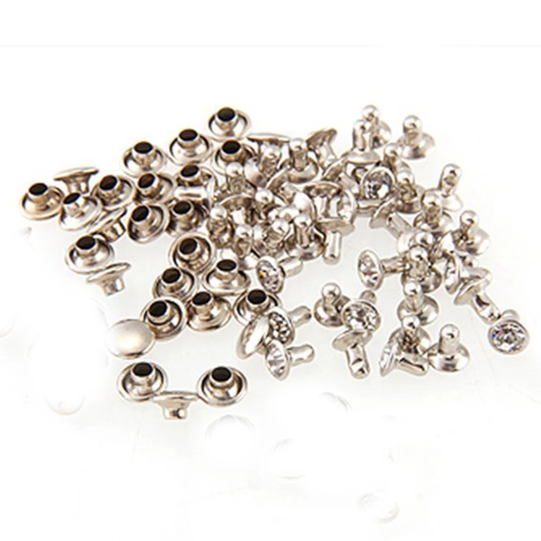 

New Punk Spikes Studs Round Flat Rapid Rhinestone Decorative Rivets DIY Set 6mm For Clothes Clothing Bag Shoes Leather