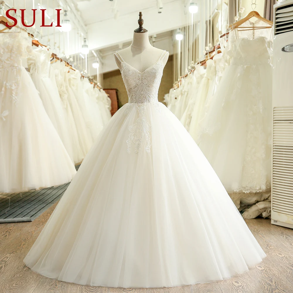 SL-231 Vintage A-Line Tulle Lace Appliques Cheap Wedding Dress 2018