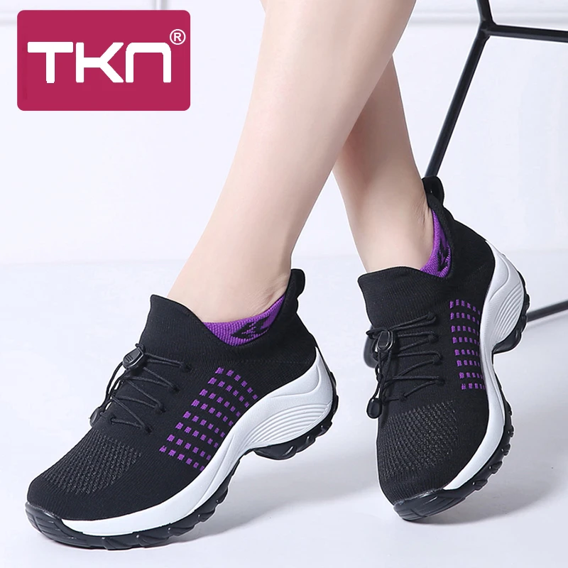

TKN 2019 Autumn Women Sneakers Lace Up Flats Platform Sock Shoes Woman Chaussure Femme Breath Mesh Tenis Sapatos Feminino 1855