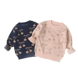 Коллекция 2019 года, детская зимняя одежда Новые свитера для девочек свитер с рисунком вишни для мальчиков, трикотажный свитер с длинными