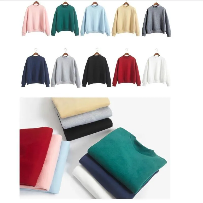 

Korean warm solid color plus velvet Sweatshirts ladies autumn winter small high collar loose padded Sweatshirts baseball uniform