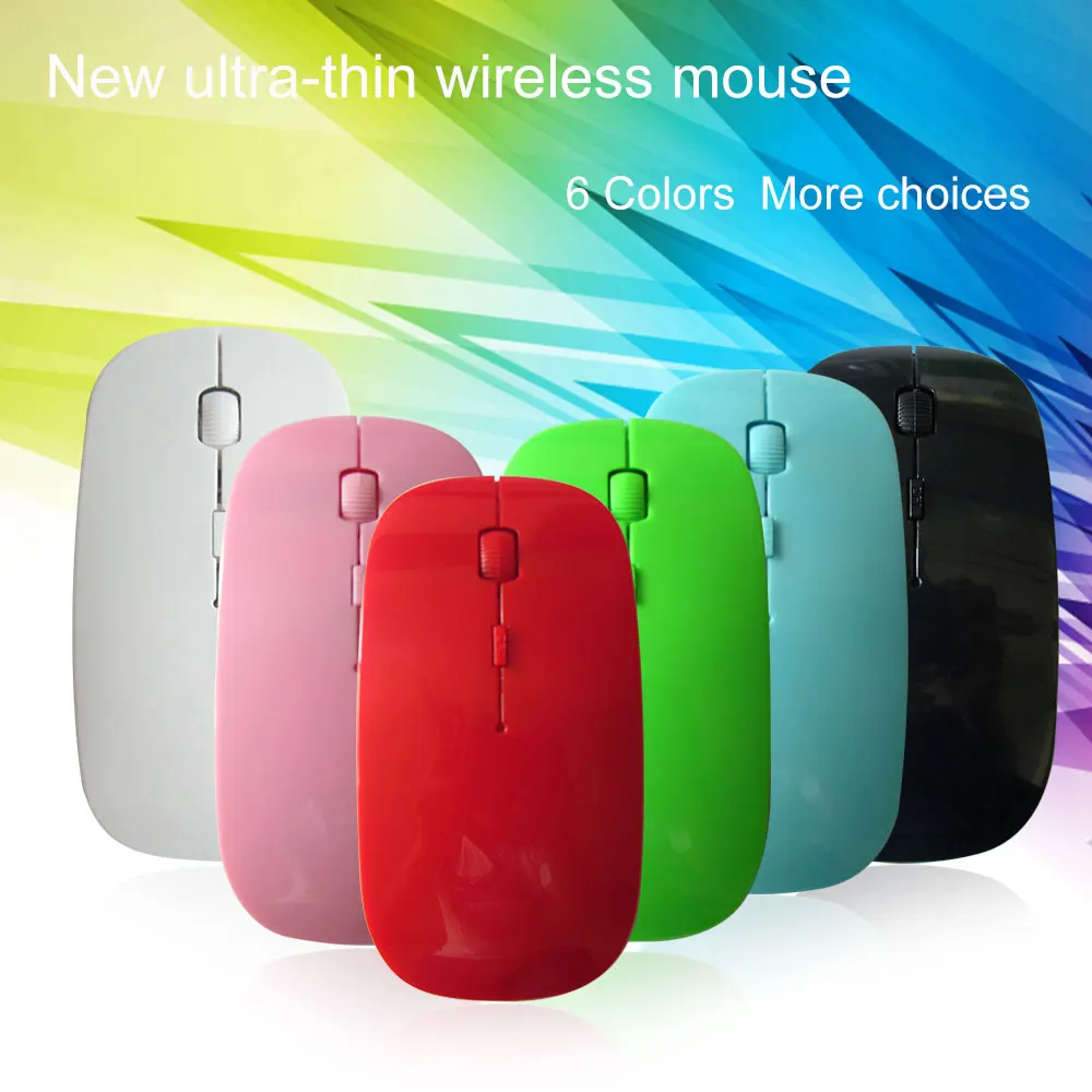 

2.4G Slim Ultrathin Wireless Mouse Plastic Cordless Computer Mouse 1200DPI Mice USB Receiver For Laptop PC
