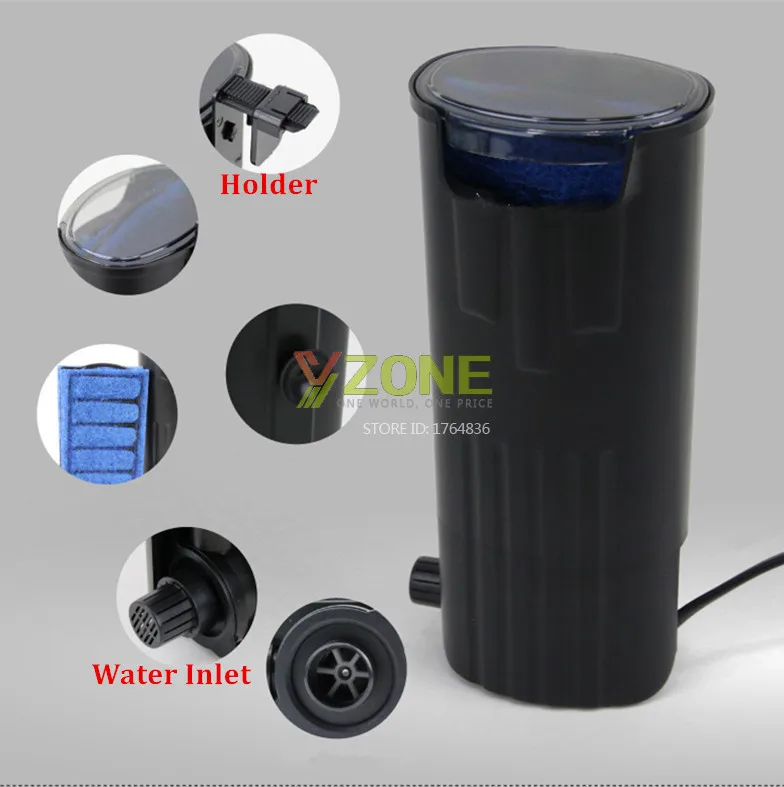 5W Plastic Low Water Aquarium Internal Filter Fish Tank Hanging Waterfall Filter Water