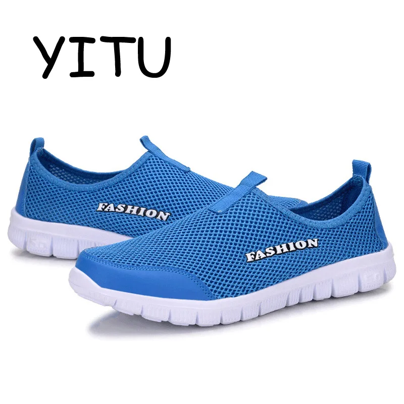 YITU/ г. летняя Мужская дышащая пляжная обувь Уличная обувь для плавания из сетчатого материала женская Ультралегкая синяя спортивная обувь брендовые туфли без каблука
