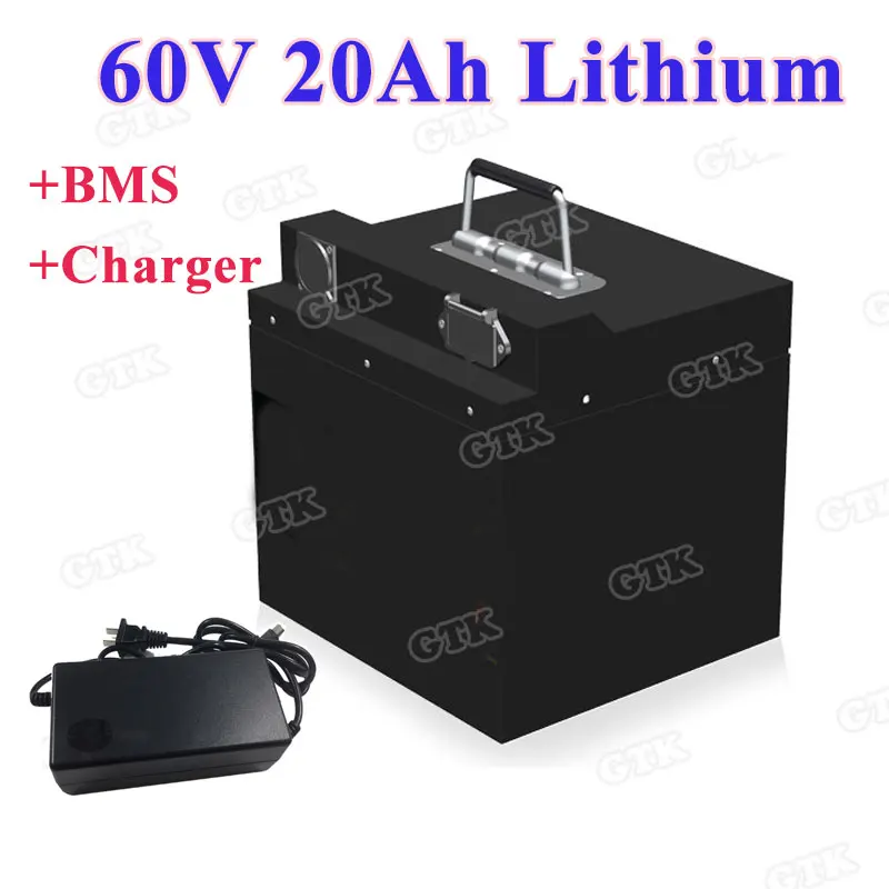 Rechargeable 60V 20Ah Lithium battery pack with BMS for ebike mobility
