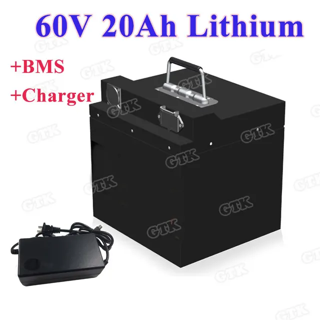 Rechargeable 60V 20Ah Lithium battery pack with BMS for ebike mobility
