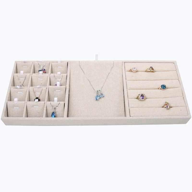 

New Fashion Velvet Linen Jewelry Display Tray Necklace Pendant Earrings Ring Display Tray Jewellery Display Tray