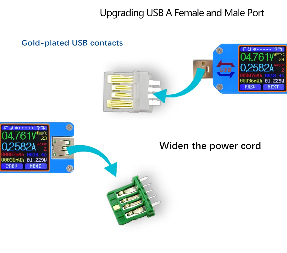 UM34/UM34C UM24/UM24C UM25/UM25C DC amperimetro voltimetro probador de voltaje de corriente tension de carga de la bateria USB