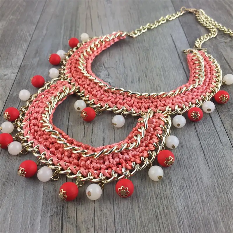 New Beads Braid Choker Necklace Charms 2017 Maxi Necklaces for women Collar Fashion Chokers