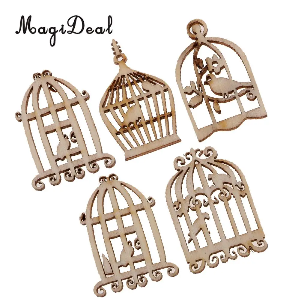 MagiDeal 50 Pieces Mixed Wooden Birdcase Material Wood Embellishment Creative Handworking Activities DIY Craft for Decoration