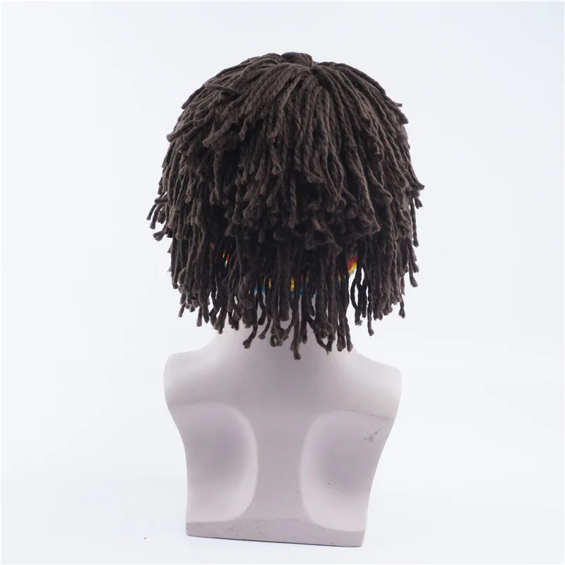 Wig Beard Hat  Caveman Bandana Handmade Crocheted Winter Men's Halloween Costume Funny Birthday Gifts
