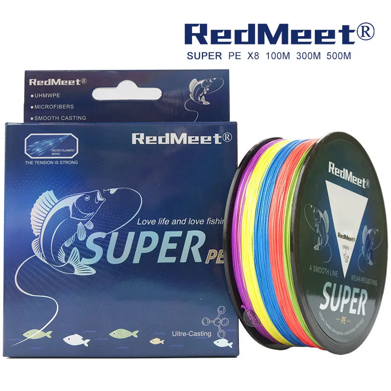 RedMeet 8 السواحل 100 متر 300 متر 500 متر صنارة صيد بولي ايثيلين مجدول المياه المالحة الصيد نسج متفوقة Extreme قوى عظمى 20LB إلى 88LB