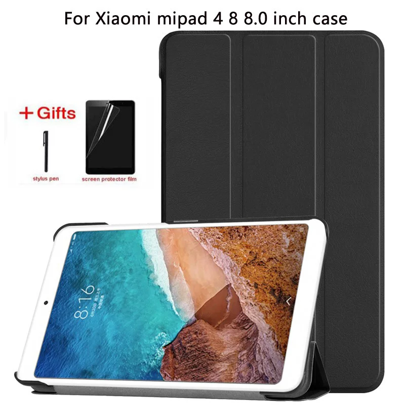 Из искусственной кожи чехол для Xiaomi mi Pad 4 mi Pad4 8 Tablet защитную обложку Smart Cover для Xiaomi mi Pad4 mi pad 4 8,0 дюйма корпус + пленка + ручка