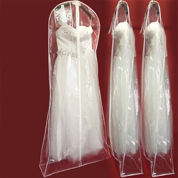 

New Hot Transparent Dust Cover Hang For Wedding Dress Bags Larger Waterproof PVC Solid Evening Clothing Garment Bags Print LOGO