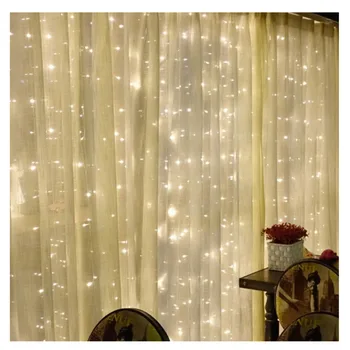 

Ship From Ru 2018 3*3m LED String Lights Rechargeable Festival Wedding Home Window Curtain Decoration Lamp