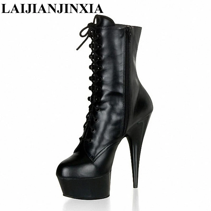 LAIJIANJINXIA/Новая пикантная обувь на платформе и ультравысоком каблуке 15 см обувь для танцев на шесте в ночном клубе ботильоны с круглым носком танцевальная обувь