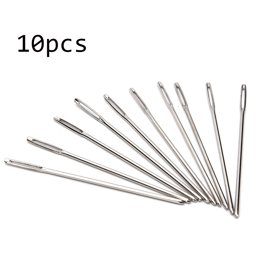 

10pcs Large Eye Needles Stainless Steel Embroidery Cross Stitch Knitting Yarn Sewing Hand Crochet Hook Set Kit DIY Crafts Tools