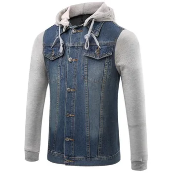 

The Man spliced the denim jacket 2018 Male Sportswear Outdoors Casual jeans jacket With fashion Mens Denim jacket And Coat