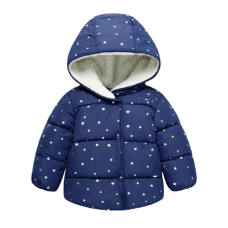 Куртка для маленьких девочек г. Осенне-зимняя куртка для девочек, пальто детская теплая верхняя одежда с капюшоном, пальто для девочек, одежда детская куртка для мальчиков - Цвет: Navy blue