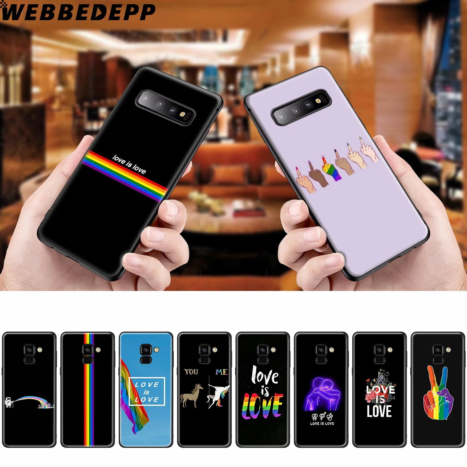 WEBBEDEPP Love Is LGBT Радужный силиконовый чехол для Samsung Galaxy A3 A5 A6 A7 A8 A9 A10 A20 A30 A40 A50 A70 M10 M20 M30