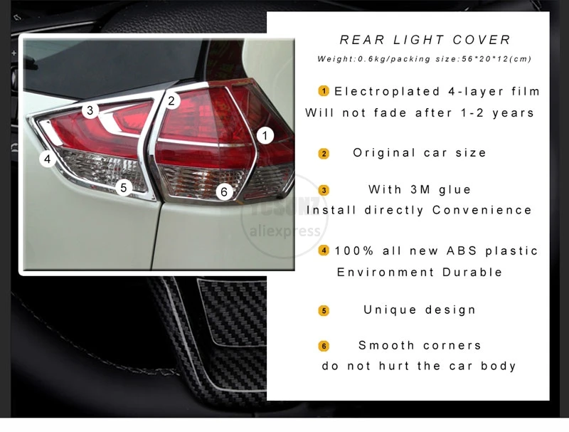 Хромированный Автомобильный задний светильник, крышка для nissan xtrail x-trail t32 ABS, часть лампы для nissan x trail t32, аксессуары YCSUNZ
