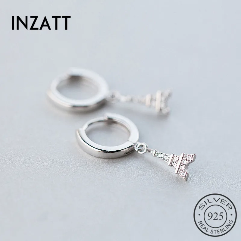

INZATT Classic Hoop Earrings Zircon Tower For Women Romantic love Anniversary Fashion Jewelry 925 Sterling Silver 2018 Gift