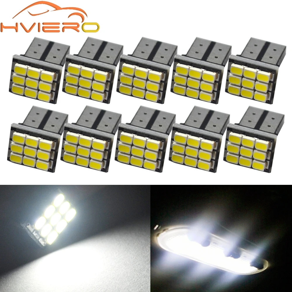 

10Pcs 12V T10 1206 9SMD PCB Auto led light Car Indication 9 led bulbs White