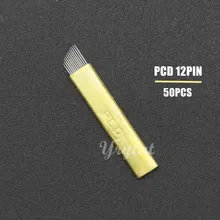 50 шт. PCD 12 pin постоянный макияж для ручного татуажа бровей конические лезвия 12 иглы-Наконечники