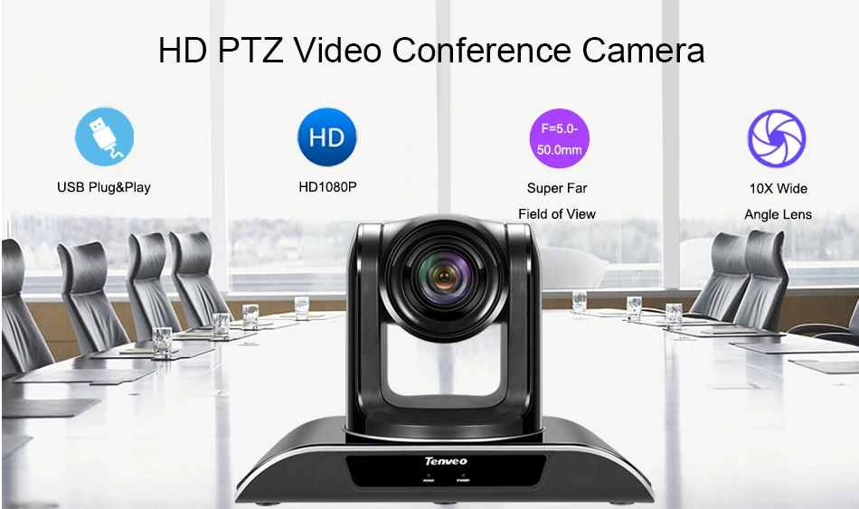 Tenveo VHD102U 10x Zoom 1080p PTZ видео конференц-камера USB Full HD Cam H.264 для теле-образования теле медицина комната