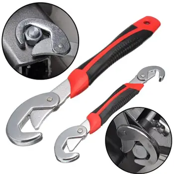 

2pcs Chrome Vanadium Steel Spanner Set Multi-function Universal Quick Snap Grip Adjustable Socket Hand Tool