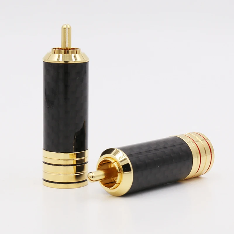 Spina Connettore Rca In Fibra Di Carbonio Placcato Oro Rame Puro Hi Fi