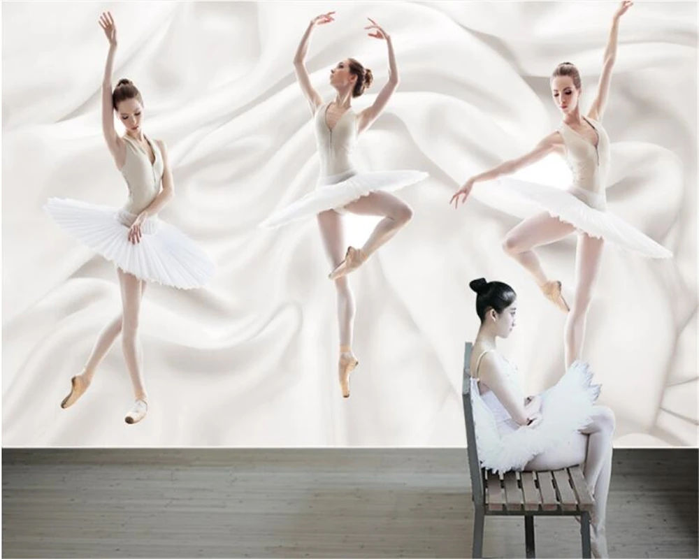 beibehang 3D stylish stereoscopic silk fabric papel de parede 3d wallpaper modern brief ballet dance room murals background