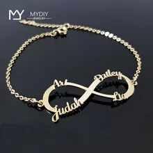 Персонализированные именной браслет индивидуальная именная табличка Браслеты для пары 925 пробы Серебряные ювелирные изделия бесконечная петля браслет