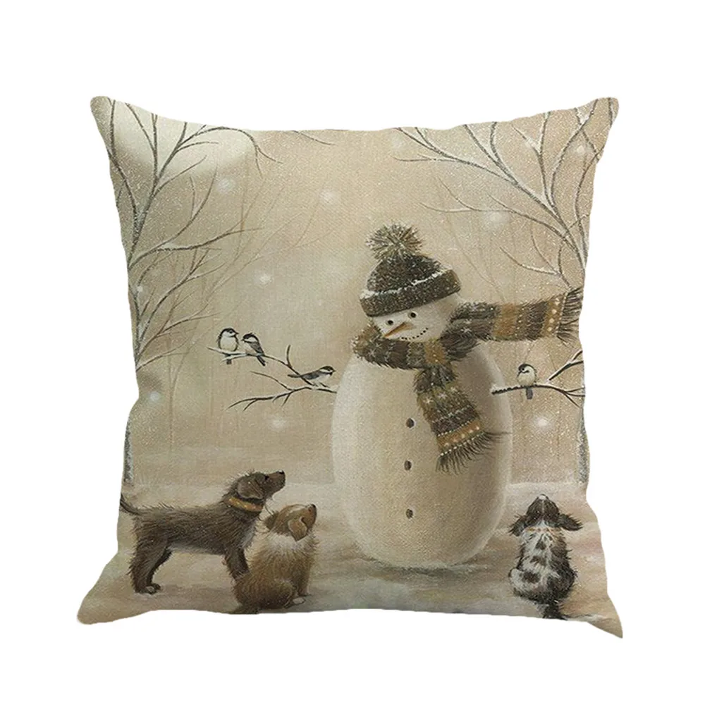 Снеговик кролик олень крашеный Рождественский Чехол на подушку автомобиля диван брошенный наволочки льняная декоративная наволочка Funda Cojin# T5P - Цвет: A