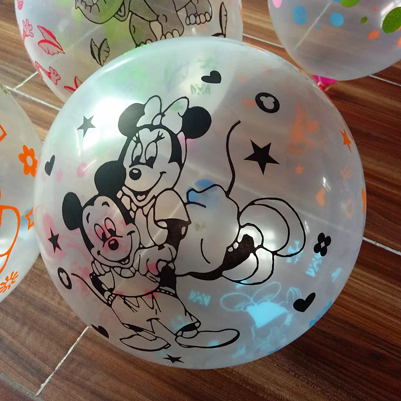 

New balloon 50pcs 20p 12inch 2.8g Transparent Printing Mickey Mouse Latex Balloons Air Balls Inflatable Wedding Birthday Party A