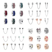 Кристалл зажим Пробка шарик подходит Pandora талисманы Серебро 925 браслет брелок ювелирные изделия для женщин мужчин изготовление