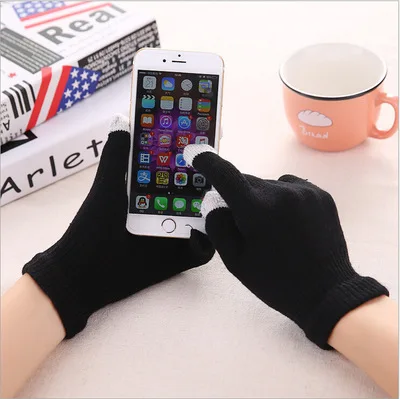 Winter Touch Screen Gloves Women Men Warm Stretch Knit Mittens Imitation Wool Full Finger Guantes Female Crochet Luvas Thicken 