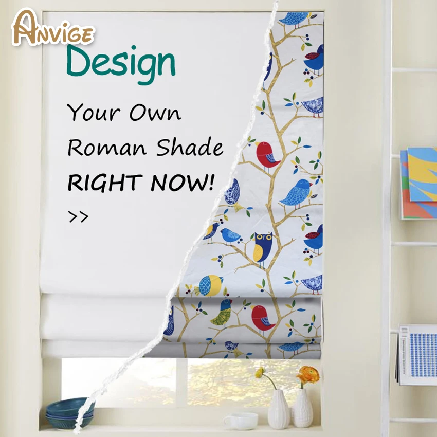 

Anvige DIY Curtains Modern Cotton/Linen Cloth Roman Blinds Roman Shades For Living Room Window Treatment