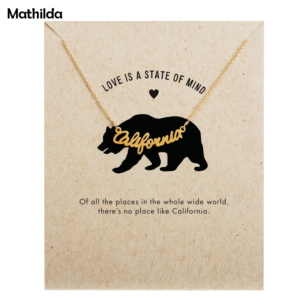 

California Script Necklaces, Gold ColorLetters Pendant Necklace Clavicle Chain Necklace Women Jewelry E017