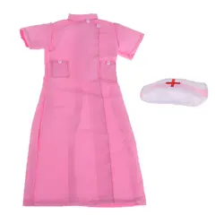 Ручной работы милые медсестры форма розовое платье рубашка и белый шапочка медсестры шляпа одежда для ночь Лолита девушка 1/3 BJD кукла