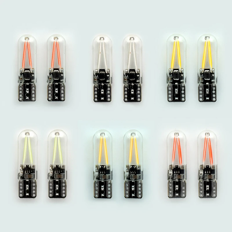 

YSY 50pcs T10 w5w 194 car led light Filament COB Glass Interior Tail Rear fog Bulb Reading Signal Lamp Pure White 12V for ford