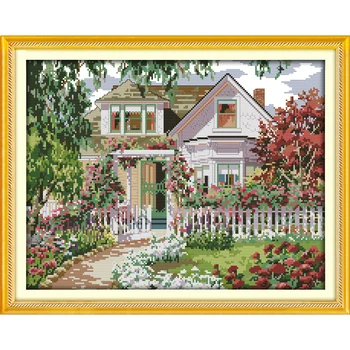

Everlasting Love Christmas Garden Villa Ecological Cotton Cross Stitch Kits 11 14CT Printed Stamped Wedding Decoration For Home
