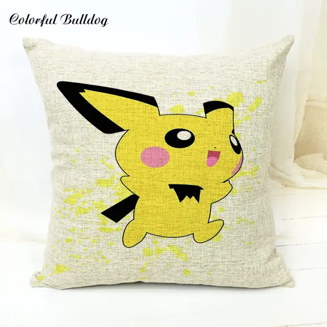 Japanese Anime Cushion Cover 43*43cm Kawaii Pokemon Design Side Print