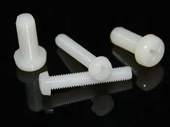 

Free Shipping 100pcs M5 x 20mm Nylon screws round Phillips pan head screws White