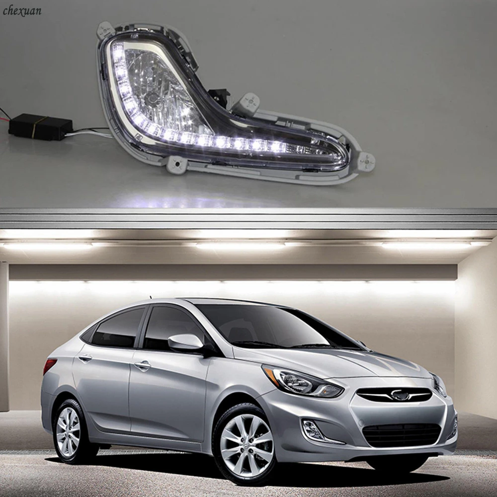 

CSCSNL 1 set 12v ABS LED DRL Daytime Running Lights Fog Lamp Cover Car- styling For Hyundai Accent solaris 2010 2011 2012 2013