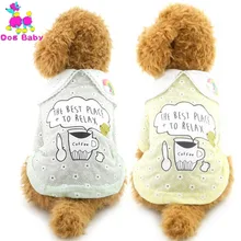 Теплая одежда для домашних питомцев; футболка с рисунком в виде букв, летние хлопковые футболки с рисунком хлопковая Костюмы для небольших для собак породы Йоркширский терьер; Цвет зеленый, желтый, Цвет Pet костюм Размеры S-XXL