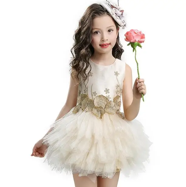 Летний Платье для девочек свадебное платье для девочек шампанское кружевное платье с цветочным рисунком для девочек платье с фатиновой юбкой платье принцессы платья для первого причастия